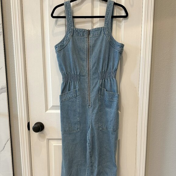 Madewell Denim Zip Smock-Waist Jumpsuit in Baisley Wash Size M - Picture 6 of 11